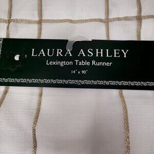 Laura Ashley Lexington Table Runner 14"x90" White Metallic Gold Stripes Elegant